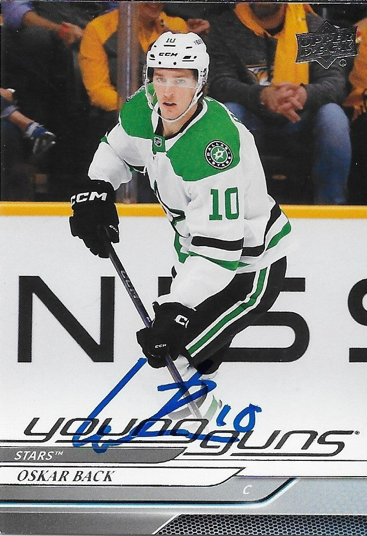 Signed Oskar Back Young Guns 2024-25 UD Dallas Stars Rookie Card