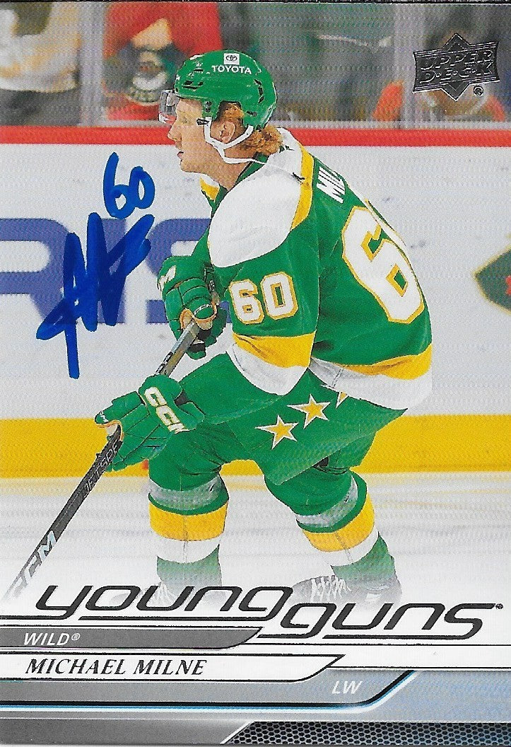 Signed Michael Milne Young Guns 24-25 UD Minnesota Wild Autographed Rookie Card