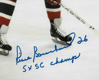 Signed Pierre Bouchard Montreal Canadiens 8x10 #4 Inscribed 5 Stanley Cups w JSA