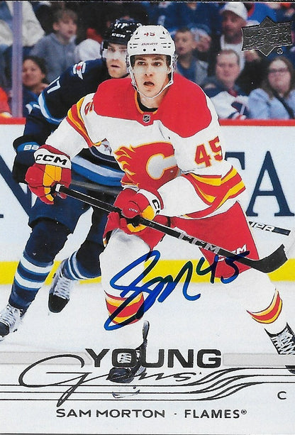 Signed Sam Morton Young Guns 2025/26 UD Calgary Flames Rookie Card Original