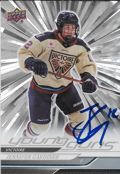 Signed Jennifer Gardiner 24-25 UD Young Guns OUTBURST PWHL Victoire Rookie Card