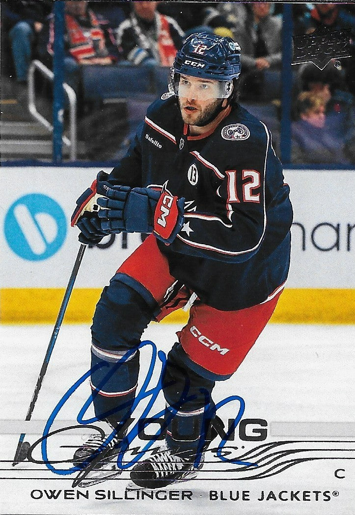 Signed Owen Sillinger  Young Guns 25-26 UD Columbus Blue Jackets Rookie Card