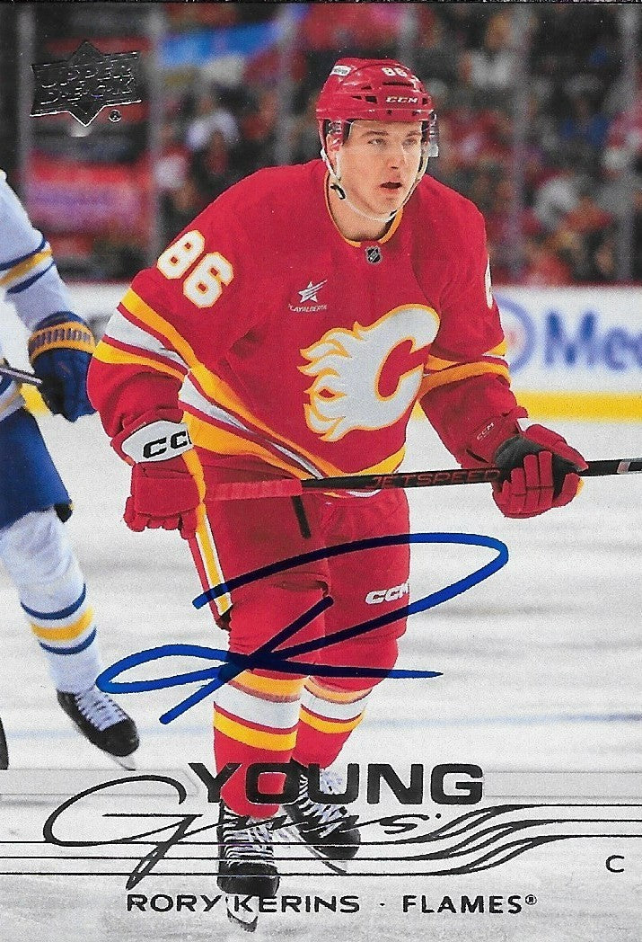 Signed Rory Kerins Young Guns 2025/26 UD Calgary Flames Rookie Card #2
