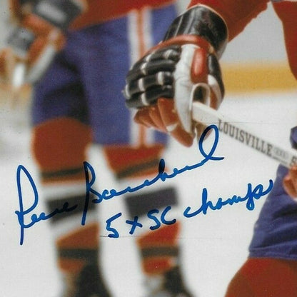 Signed Pierre Bouchard Montreal Canadiens 8x10 #5 Inscribed 5 Stanley Cups w JSA