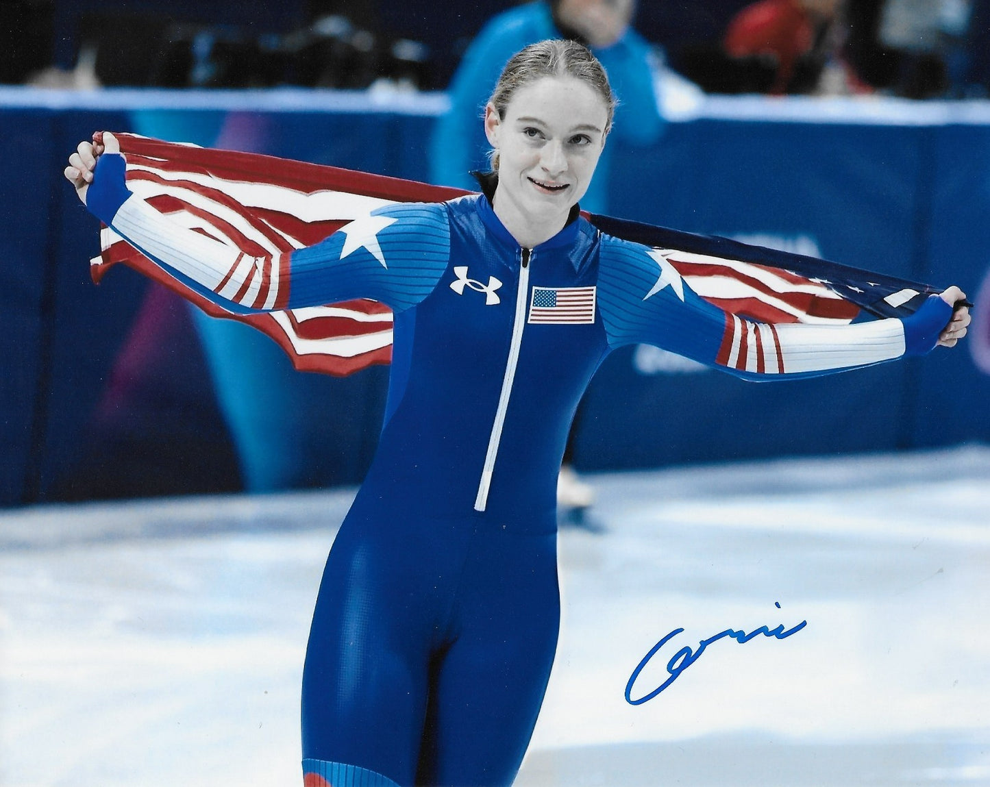 Signed Corinne Stoddard 2026 Milano Olympics Speed Skating 8x10 Photo 3 Original