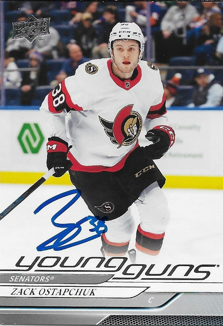 Signed Zack Ostapchuk Young Guns 2024-25 UD Ottawa Senators Rookie Card