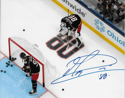 Signed Elvis Merzlikins Columbus Blue Jackets Autographed 8x10 Photo #4 Original