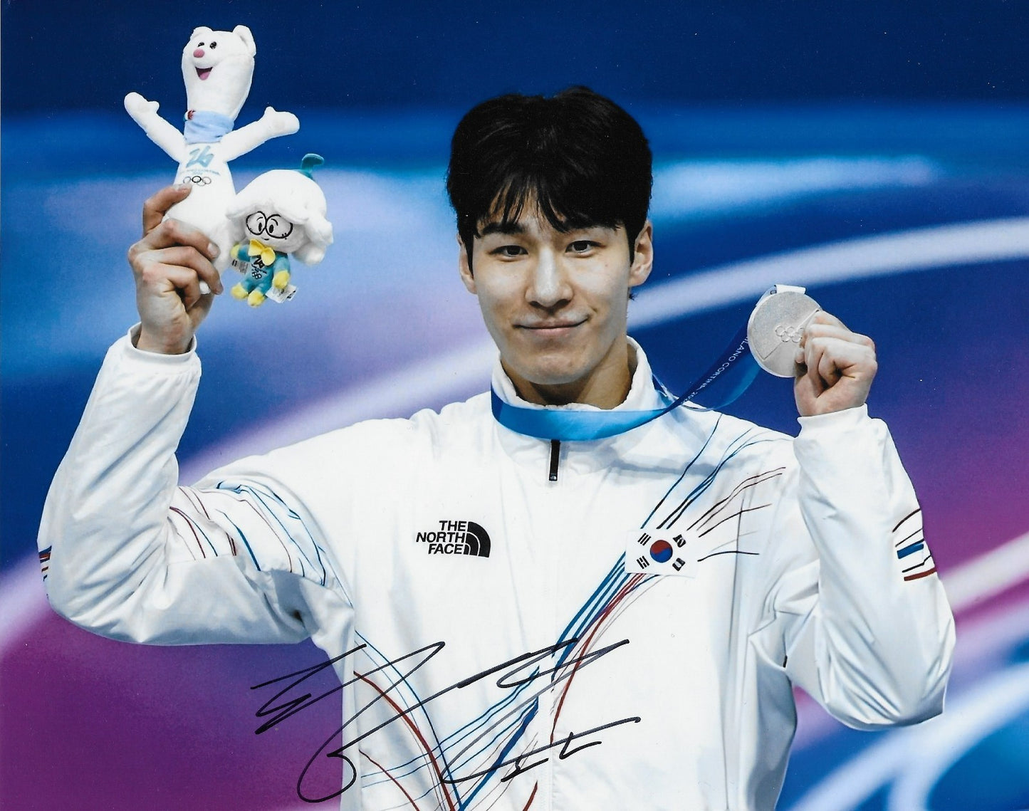 Signed Hwang Dae-heon 2026 Milano Olympics Speed Skating 8x10 Photo #1 Original