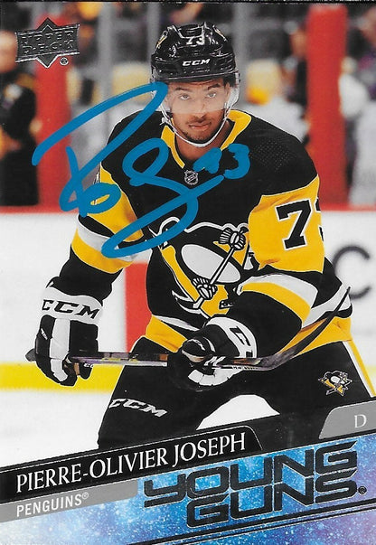 Signed Pierre Olivier Joseph Young Guns 20-21 UD Pittsburgh Penguins Rookie Cd 2