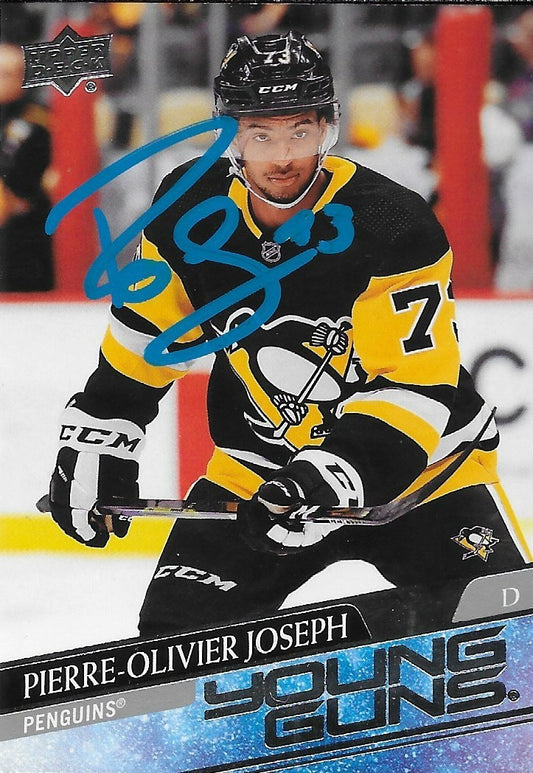 Signed Pierre Olivier Joseph Young Guns 20-21 UD Pittsburgh Penguins Rookie Cd 2