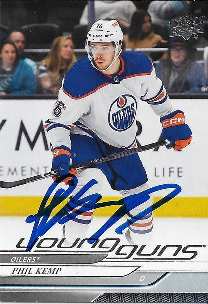 Signed Phil Kemp Young Guns 24/25 UD Edmonton Oilers Rookie Card Original