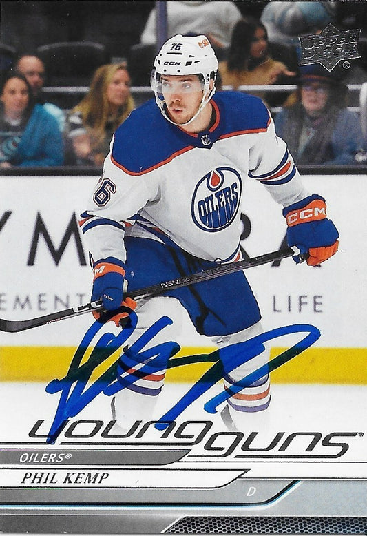 Signed Phil Kemp Young Guns 24/25 UD Edmonton Oilers Rookie Card Original