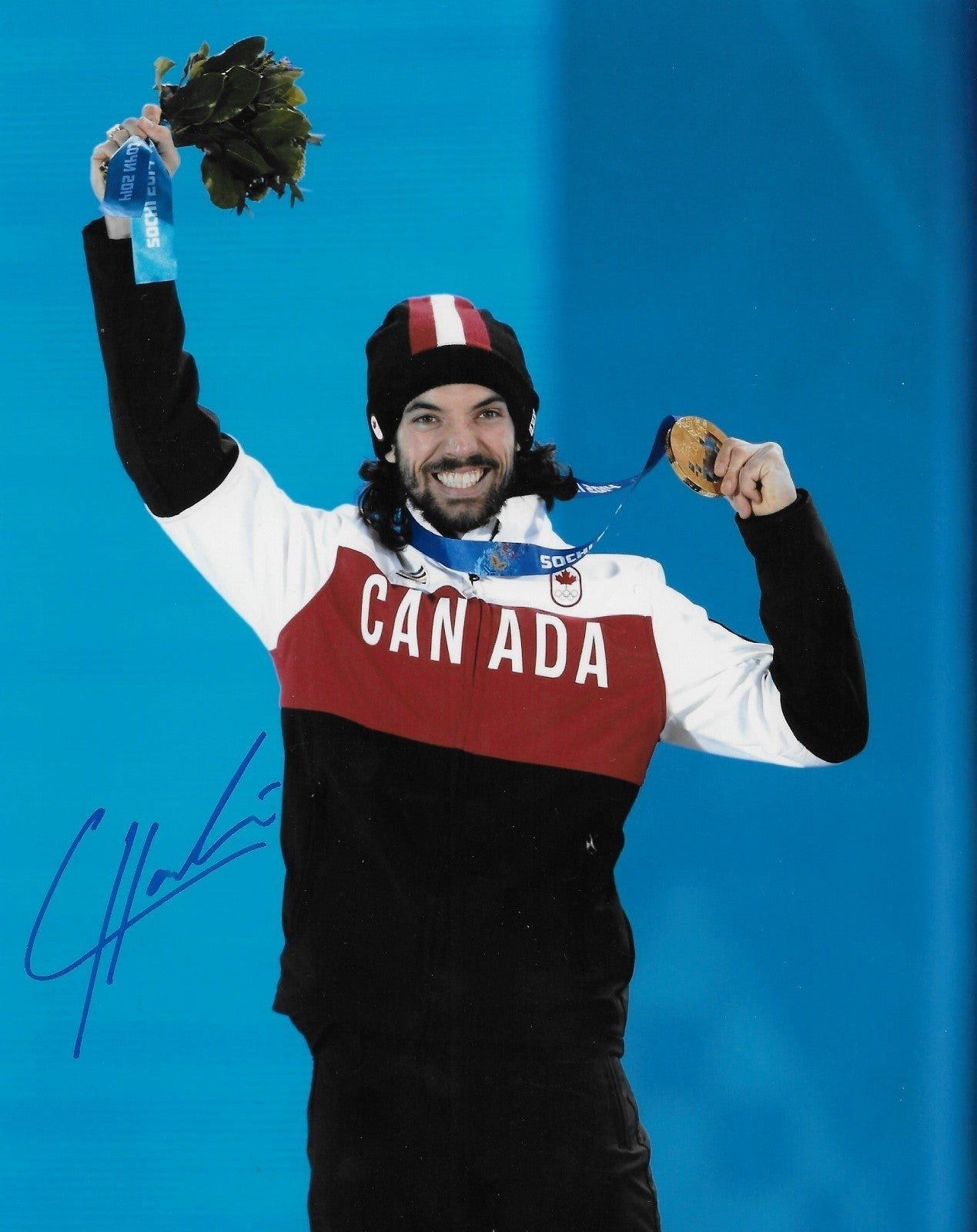 Signed Charles Hamelin Team Canada 2014 Sochi  Olympics 8x10 Photo #3 Original