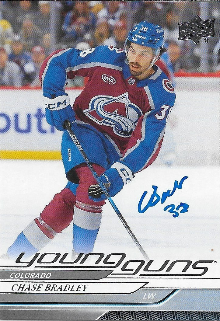 Signed Chase Bradley Young Guns 2024-25 UD Colorado Avalanche Rookie Card