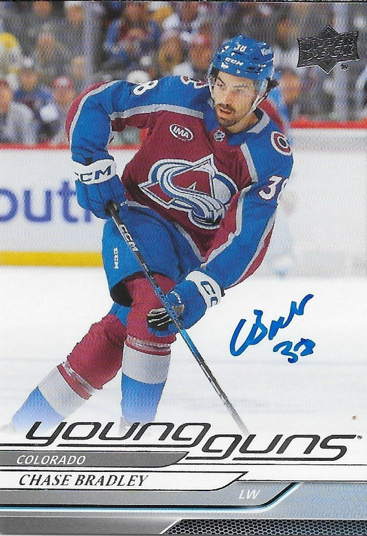 Signed Chase Bradley Young Guns 2024-25 UD Colorado Avalanche Rookie Card