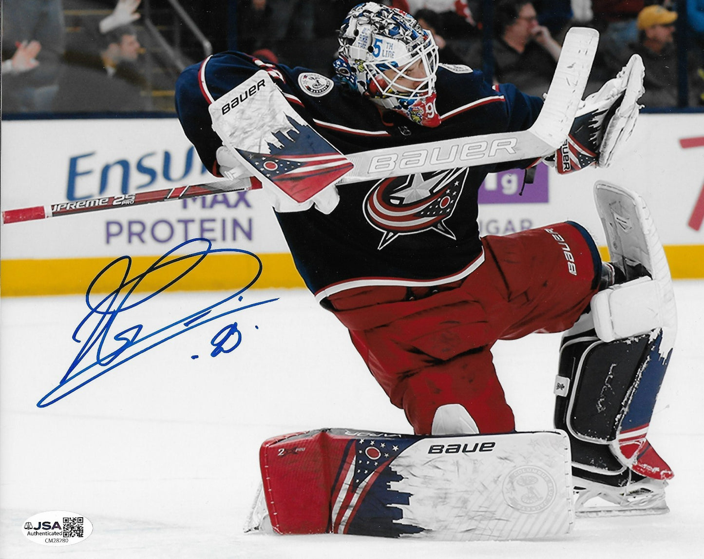 Signed Elvis Merzlikins Columbus Blue Jackets Autographed 8x10 Photo #2 with JSA
