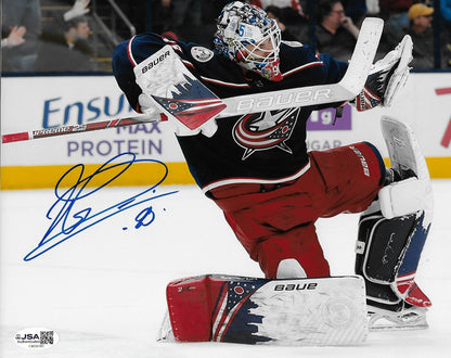 Signed Elvis Merzlikins Columbus Blue Jackets Autographed 8x10 Photo #2 with JSA