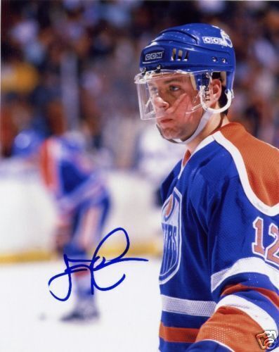 Photo originale autographiée de Jimmy Carson des Oilers d'Edmonton, format 8 x 10