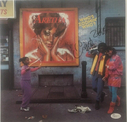 Autographed Aretha Franklin Who's Zoomin Who Signed Album Cover with JSA Authen.