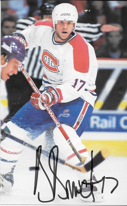 Autographed Benoit Brunet Montreal Canadiens Postcard Original