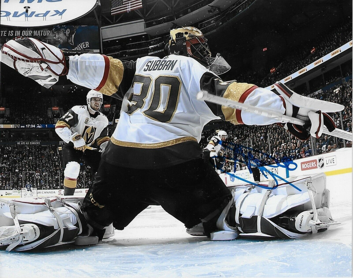 Photo autographiée du gardien de but des Golden Knights de Vegas Malcolm Subban 8x10 originale