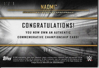 2018 Topps Wrestling WWE Championship Naomi Insert # CC-NA Card 26/99