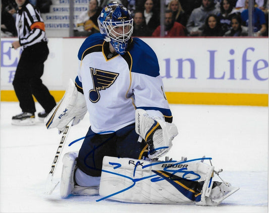 Photo autographiée de Brian Elliott des Blues de St Louis 8x10 originale