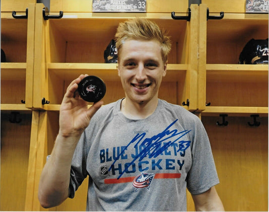Photo originale autographiée de Markus Hannikainen des Blue Jackets de Columbus 8x10