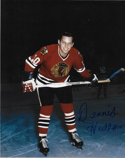 Photo autographiée de Dennis Hull des Blackhawks de Chicago 8x10