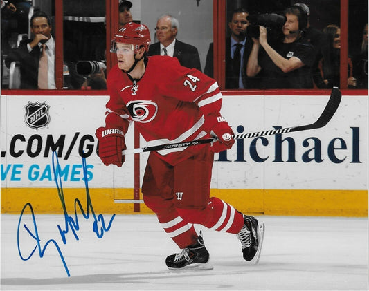 Photo originale autographiée de Brad Malone des Hurricanes de la Caroline 8x10