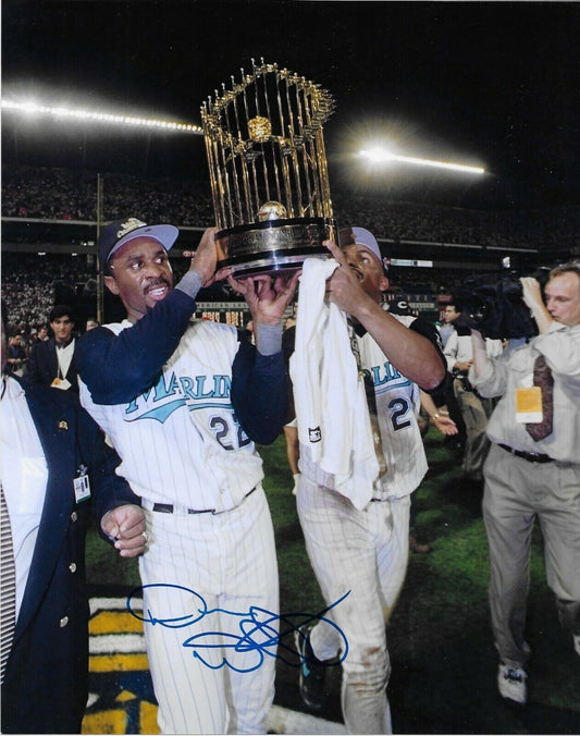 Autographed Florida Marlins Devon White World Series 8x10 Photo Original