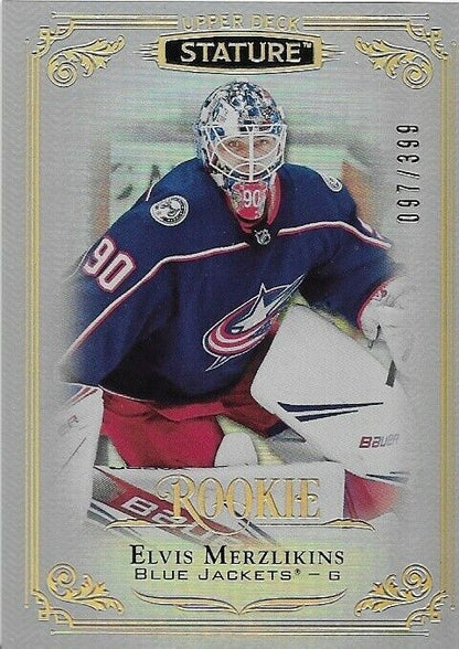 2019-20 Upper Deck Stature Elvis Merzlikins Rookie card 97/399