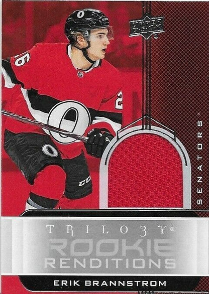 Maillot de la trilogie Upper Deck 2019-20 d'Erik Brannstrom, rendus des recrues parallèles