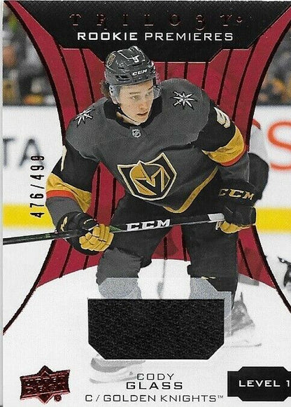 2019-20 Upper Deck Trilogy Cody Glass Rookie Premieres jersey Level 1 476/499