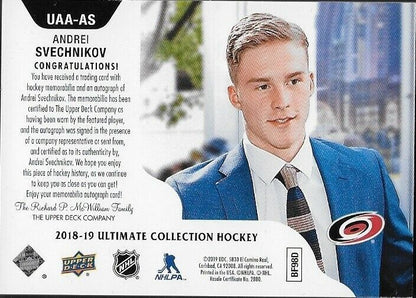 2019-20 Upper Deck Ultimate Access Autographed Andrei Svechnikov 16/125