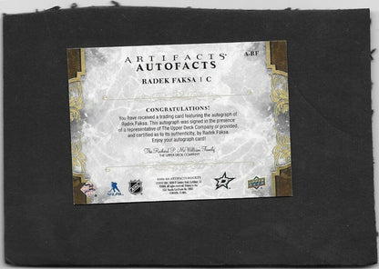2019-20 Upper Deck Artifacts Radek Faksa Autograph Card Autofacts