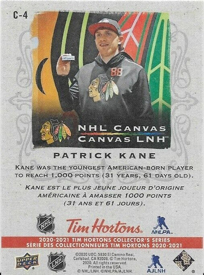 Carte à insérer Patrick Kane en toile Tim Horton's NHL 2020-21 UD