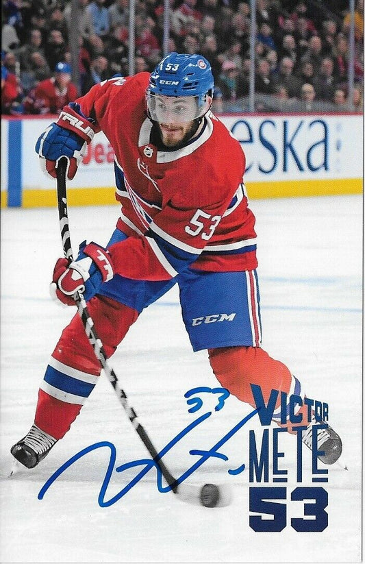Autographed Victor Mete Montreal Canadiens Postcard 2019-20 Original