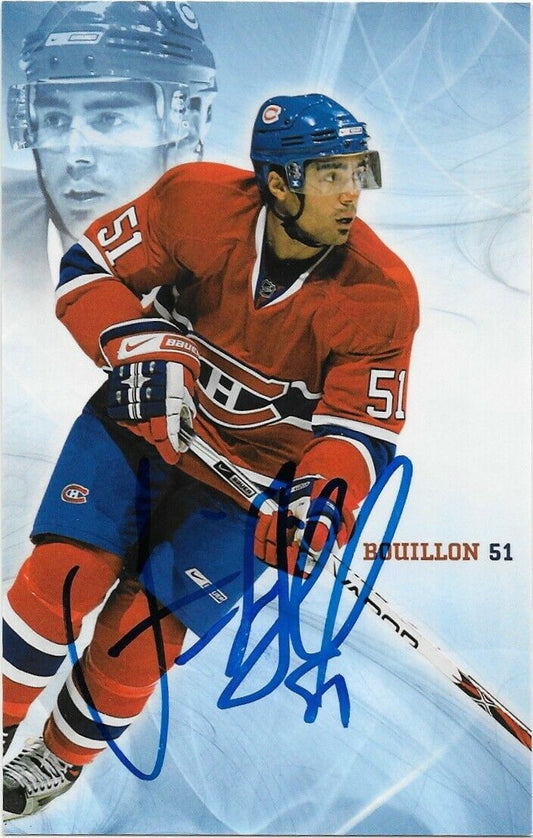 Autographed Francis Bouillon Montreal Canadiens Postcard 2007-08 Original