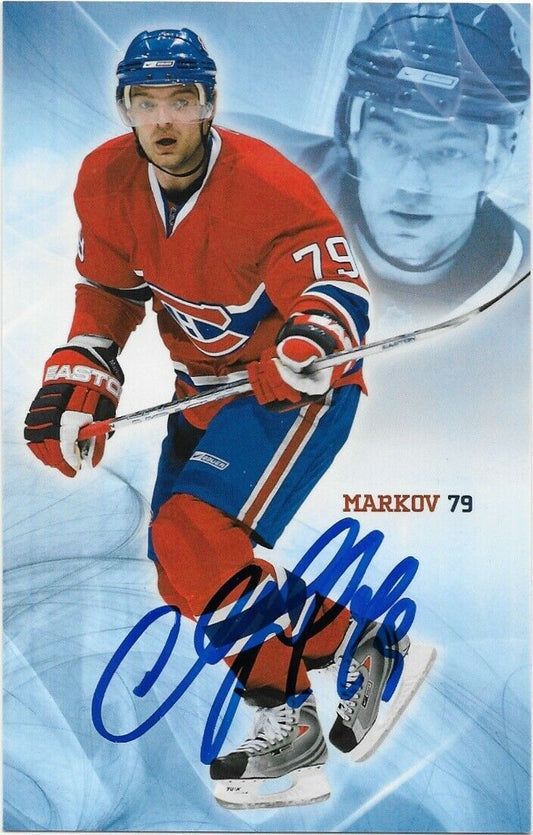 Autographed Andrei Markov Montreal Canadiens Postcard 2007-08 Original