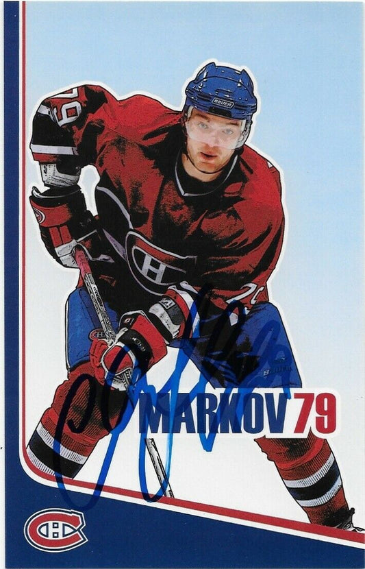 Autographed Andrei Markov Montreal Canadiens Postcard 2006-07 Original