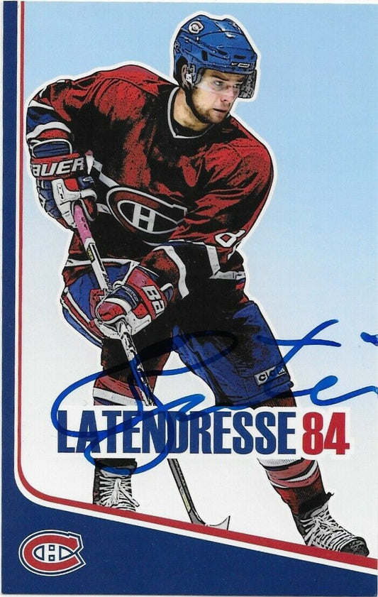 Autographed Guillaume Latendresse Montreal Canadiens Postcard 2006-07 Original