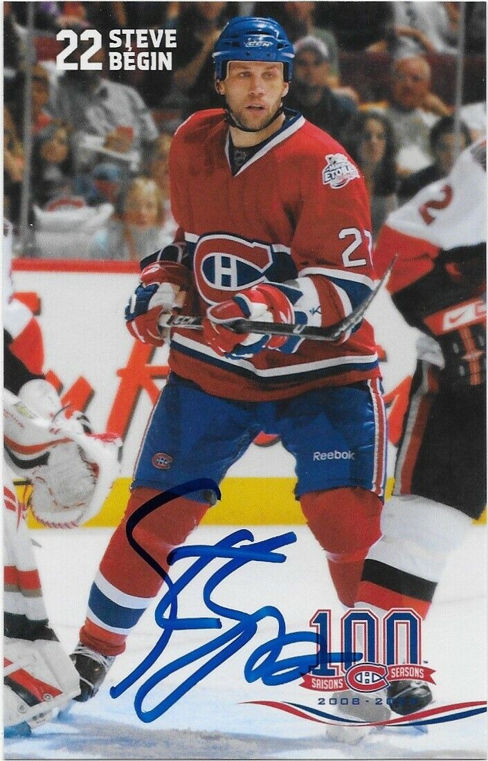 Autographed Steve Begin Montreal Canadiens Postcard 2008-09 Original