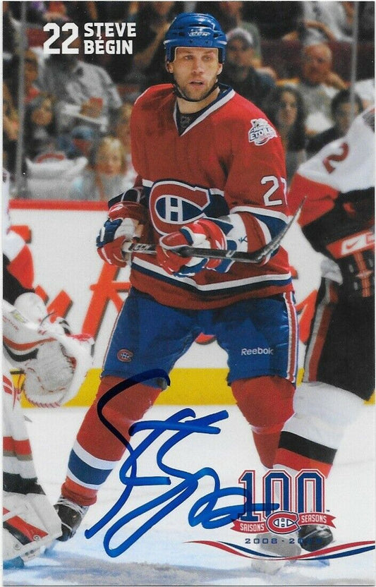 Autographed Steve Begin Montreal Canadiens Postcard 2008-09 Original
