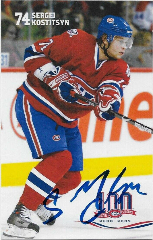 Autographed Sergei Kostitsyn Montreal Canadiens Postcard 2008-09 Original