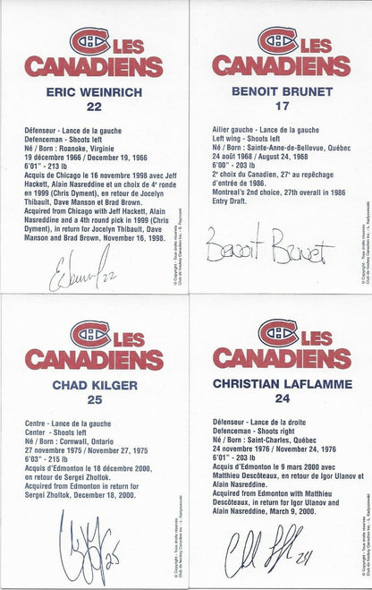 30 Auto. Koivu Garon Linden Montreal Canadiens Postcard Set 2000-01 Original +4