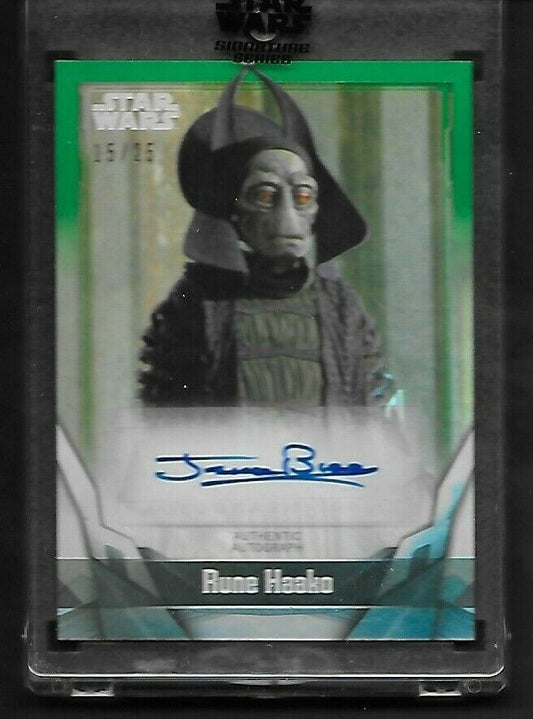 Autographe Signature Star Wars 2021 de Jerome Blake Topps, vert, 15/25, Rune Haako