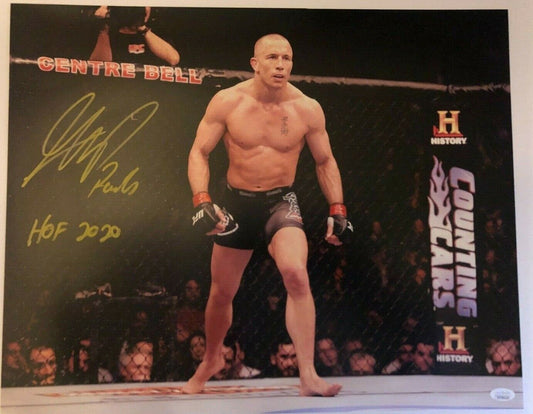 Autographed Georges St Pierre 16x20 Photo RUSH + HOF 2020 Insc JSA exact proof 2