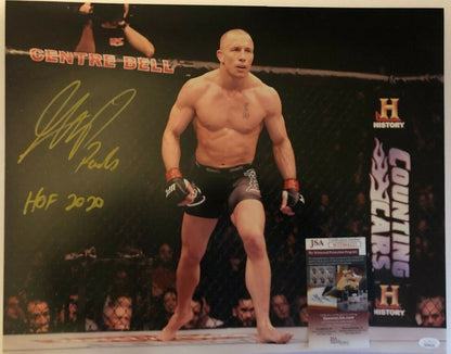 Autographed Georges St Pierre 16x20 Photo RUSH + HOF 2020 Insc JSA exact proof 2