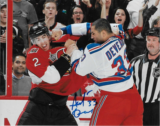 Autographed New York Rangers Andre Deveaux 8x10 Photo Original w Jared Cowen